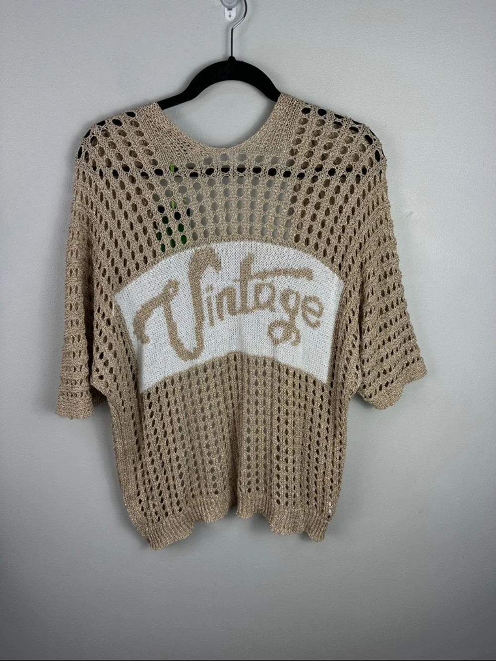 Carla Giannini Rare Crochet Knit Vintage Gold Metallic Cardigan NEW! - Picture 7 of 11
